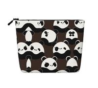 Estuche de Maquillaje de una Sola Capa con Aspecto de Lino y diseño de Panda retorcido con Cremallera Que Cubre Tus Necesidades diarias o de Viaje