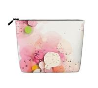 Estuche de Maquillaje de una Sola Capa con Aspecto de Lino y Papel con fragmentos de Colores, con Cierre de Cremallera, para Cubrir Tus Necesidades diarias o de Viaje