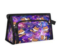 Estuche de maquillaje de viaje colorido galaxia para mujeres, hombres, niños, niñas, niños, galaxia, zorro lindo, bolsa de baño, artículos de tocador, bolsa de ducha, organizador, color, L, Color:,