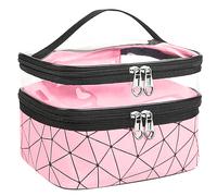 Estuche de maquillaje de viaje de doble capa, neceser de maquillaje, bolsa de aseo, bolsa de maquillaje portátil para mujer