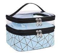 Estuche de maquillaje de viaje de doble capa, neceser de maquillaje, bolsa de aseo, bolsa de maquillaje portátil para mujer