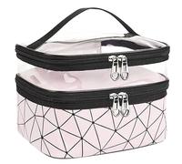 Estuche de maquillaje de viaje de doble capa, neceser de maquillaje, bolsa de aseo, bolsa de maquillaje portátil para mujer