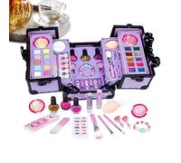 Estuche de maquillaje infantil - Cosméticos lavables con de almacenamiento | juguetes de maquillaje - edades 4 a 12, idea de regalo de cumpleaños, disfraz y juego de rol, tocador y belleza