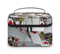 Estuche de Maquillaje portátil de Gran Capacidad con Cremallera y diseño de Naipes de la Reina