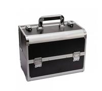 Estuche de Maquillaje Profesional Maletín Organizador Caja Cosmética Neceser con Interior Acolchado y Esquinas Reforzadas en Aleación de Aluminio, Plata Negro