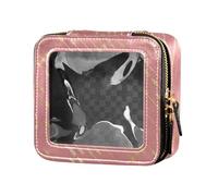 Estuche de maquillaje transparente con diseño de flecha de Cupido dorado melocotón para viajes, Peach Gold Cupid's Arrow, 1 size