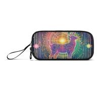 Estuche de nailon con diseño de ciervo astrológico de colores bohemios, estuche de alta capacidad para adolescentes y niñas, papelería escolar para primaria