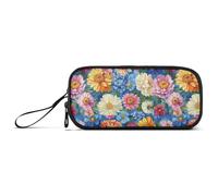 Estuche de nailon para lápices de pintura al óleo con girasoles amarillos retro para niños, estuche grande de alta capacidad con cremallera, organizador de papelería para escuela, adolescentes y niñas