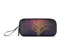 Estuche de nailon para lápices de tarot bohemio astrológico con árbol de color astrológico, estuche de lápices de alta capacidad para escuela, escuela, papelería para niños de secundaria