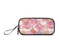 Estuche de nailon rosa dorado con diseño de castillo de cuento de hadas de gran capacidad para adolescentes y niñas, papelería escolar para enfermeras primarias