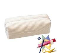Estuche de pana - Estuche estético | Estuche de pana | Estuche beige | Estuche blanco de gran capacidad | Estuche para papelería y bolígrafos | Estuche organizador para mí, blanco, Fare riferimento