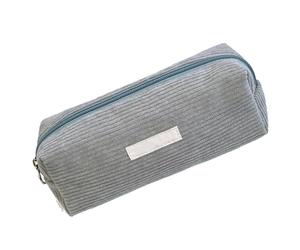 Estuche de pana - Estuche estético | Estuche de pana | Estuche beige | Estuche blanco de gran capacidad | Estuche para papelería y bolígrafos | Estuche organizador para mí, Gris, Fare riferimento alla