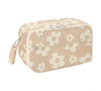 Estuche de pana resistente diseñado para un manejo y transporte frecuentes mientras mantiene la integridad de la forma y la fiabilidad del cierre con el tiempo (lazo rosa (flores marrones)