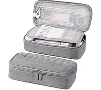 Estuche de papelería con 3 Compartimentos, Estojo Escolar,Estuche para marcadores, portátil para Estudiantes, Gris