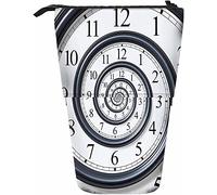 Estuche de papelería telescópico con espiral de tiempo, caja de almacenamiento para bolígrafos con cierre de cremallera para mujeres, hombres, niños, niñas, reloj, línea de tiempo, espiral, cuenta re