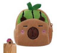Estuche de peluche, cartera para animales Capybara, estuche de peluche para dibujos animados, porta dinero de viaje multifuncional para niños y niñas, colgante suave para tarjetas de vis, Verde