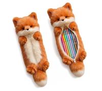 Estuche de peluche con diseño de zorro, para niñas y niños, naranja, Estuche con forma de zorro