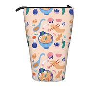 Estuche de pie con patrón de sopa de fideos ramen, bonito estuche para lápices de gran capacidad, estuche portátil para lápices para mujeres, color, 5.0cm*10.5cm*20.5cm, Estuche para lápices