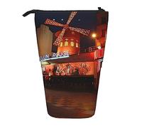 Estuche de pie telescópico para lápices, estuche de maquillaje y cosméticos con estampado Moulin Rouge, #641, 21x10.5x5cm