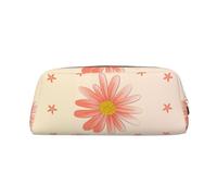 Estuche de piel con cierre de anillo de flores, bolsa de cosméticos, ideal para hombres, mujeres, artistas, uso en casa y oficina, Crisantemo de dibujos animados, Talla única, Neceser