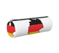 Estuche de piel con cremallera para bolígrafos y lápices, diseño de mapa de la bandera alemana, suave