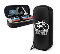 Estuche de piel con cremallera para lápices, bolsa de gran capacidad, organizador de papelería con cremallera Never Underestimate an Old Guy On A Bicycle