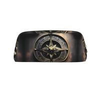 Estuche de piel con cremallera para muchos suculentas, bolsa de cosméticos adecuada para hombres, mujeres, artistas, uso en casa y oficina, Magical Design - Brújula de runas nórdicas, Talla única,