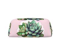 Estuche de piel con cremallera para muchos suculentas, bolsa de cosméticos adecuada para hombres, mujeres, artistas, uso en casa y oficina, Suculentas de dibujos animados, Talla única, Neceser
