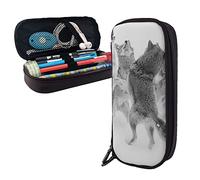 Estuche de piel con diseño de lobos de carnaval, bolsa de lápices de gran capacidad, organizador de papelería con cremallera, bolsa de maquillaje Co, color, 5.0cm*10.5cm*20.5cm, Estuche para lápices