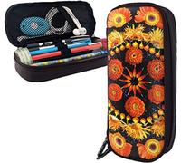 Estuche de piel con diseño de mandalas de flores, color, 5.0cm*10.5cm*20.5cm, Estuche para lápices