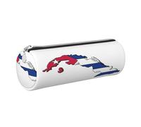 Estuche de piel con diseño de mapa de la bandera cubana, respetuoso con el medio ambiente, cierre suave, soporte cilíndrico de gran capacidad, Silver, Talla única, Tarjetero