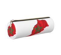 Estuche de piel con diseño de mapa de la bandera de Marruecos, respetuoso con el medio ambiente, cierre suave, soporte cilíndrico de gran capacidad, Gold, Talla única, Tarjetero