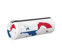 Estuche de piel con diseño de mapa de la bandera de Panamá, respetuoso con el medio ambiente, cierre suave, soporte cilíndrico de gran capacidad, Silver, Talla única, Tarjetero