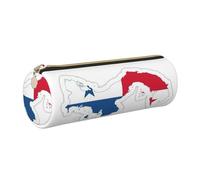 Estuche de piel con diseño de mapa de la bandera de Panamá, respetuoso con el medio ambiente, cierre suave, soporte cilíndrico de gran capacidad, Gold, Talla única, Tarjetero