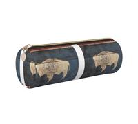 Estuche de piel con diseño de mapa de la bandera del estado de Wyoming, respetuoso con el medio ambiente, cierre suave, soporte cilíndrico de gran capacidad, Gold, Talla única, Tarjetero