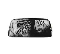 Estuche de piel con diseño de pareja de tigres con diseño de amor, color, 5.0cm*10.5cm*20.5cm, Estuche para lápices