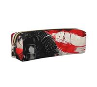 Estuche de piel con diseño de samurái de Japón para niños y niñas, con bandera japonesa, para escuela, oficina, viajes, organizador portátil de papelería, bolsa de maquillaje, Cremallera dorada