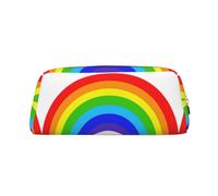 Estuche de piel con estampado de arco iris, elegante y práctico, ideal para estudiantes, oficina y escuela, Gold, Talla única, Neceser de maquillaje