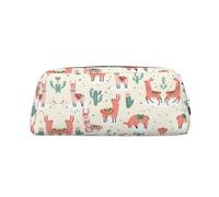 Estuche de piel con estampado de cactus rosa camello y elegante para estudiantes, perfecto para la oficina y la escuela, Silver, Talla única, Neceser de maquillaje