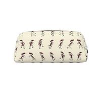 Estuche de piel con estampado de esqueleto bailando con paraguas, elegante y práctico, perfecto para la oficina y la escuela, Silver, Talla única, Neceser de maquillaje