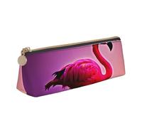 Estuche de piel con estampado de flamenco rosa de gran capacidad, estuche suave con cremallera, para escuela, viajes, maquillaje