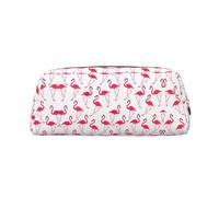 Estuche de piel con estampado de flamenco rosa, elegante y práctico, ideal para estudiantes, oficina, escuela, Gold, Talla única, Neceser de maquillaje