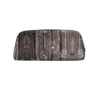 Estuche de piel con estampado de flores y mariposas de madera, elegante y práctico para estudiantes, perfecto para la oficina y la escuela, Gold, Talla única, Neceser de maquillaje