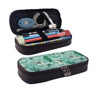 Estuche de piel con estampado de hojas de palma tropicales hawaianas de fantasía exótica para escuela, universidad, lapiceros, oficina, estuche para lápices, color, 5.0cm*10.5cm*20.5cm, Estuche para
