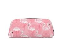 Estuche de piel con estampado de hojas de palmera de flamenco, elegante y práctico, ideal para la oficina y la escuela, Silver, Talla única, Neceser de maquillaje