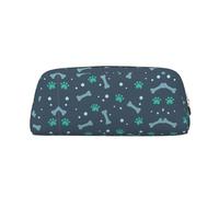 Estuche de piel con estampado de huesos y garras de perro, elegante y práctico para estudiantes, perfecto para la oficina y la escuela, Gold, Talla única, Neceser de maquillaje