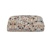 Estuche de piel con estampado de huesos y patas, elegante y práctico para estudiantes, perfecto para la oficina y la escuela, Gold, Talla única, Neceser de maquillaje
