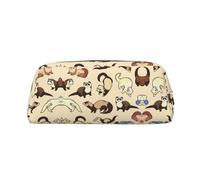 Estuche de piel con estampado de panda pequeño, elegante y práctico, ideal para estudiantes, oficina y escuela, Gold, Talla única, Neceser de maquillaje