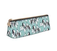 Estuche de piel con estampado de pingüinos, elegante, para escuela, viajes, organización de maquillaje, ligero