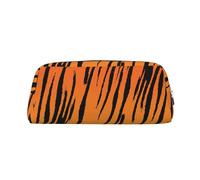 Estuche de piel con estampado de rayas de tigre, elegante y práctico, perfecto para la oficina y la escuela, Silver, Talla única, Neceser de maquillaje